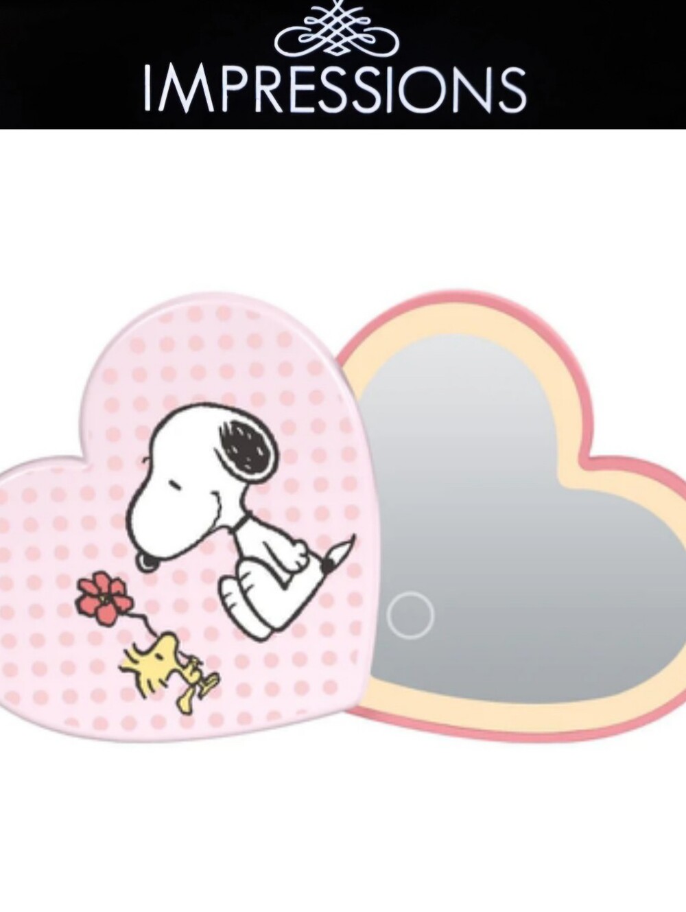Impressions X Peanuts Snoopy Swivel Heart LED Compact Mirror